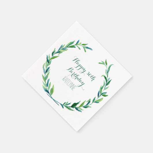 Serviette En Papier Fête d'anniversaire Olive Leaf Laurel Wreath Moder (Coin)