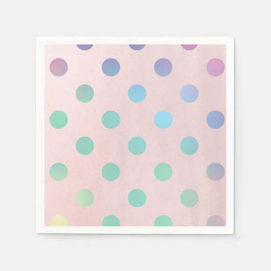 Serviette En Papier Fête d'anniversaire Pastel Rose Arc-en-ciel Points (Devant)