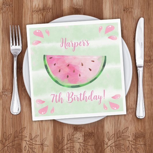Serviette En Papier Fête d'anniversaire Pastèque Mignonne