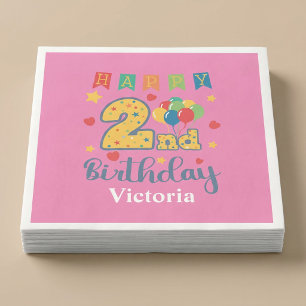 Serviette En Papier Fête d'anniversaire personnalisée 2 ans joyeux