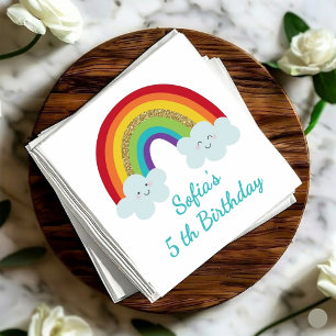 Serviette En Papier Fête d'anniversaire personnalisée arc-en-ciel pour
