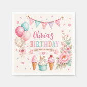 Serviette En Papier Fête d'anniversaire personnalisée avec glace paste (Devant)