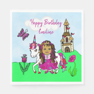 Serviette En Papier Fête d'anniversaire personnalisée de princesse et 