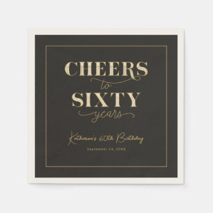 Serviette En Papier Fête d'anniversaire personnalisée en noir et or po