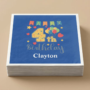 Serviette En Papier Fête d'anniversaire personnalisée Joyeux 4ème anni