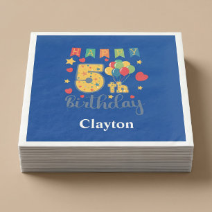 Serviette En Papier Fête d'anniversaire personnalisée Joyeux 5ème anni