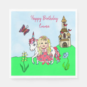 Serviette En Papier Fête d'anniversaire personnalisée Princesse et Lic