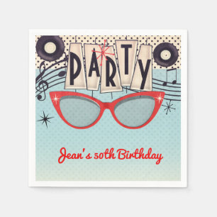 Serviette En Papier Fête d'anniversaire personnalisée rétro vintage an