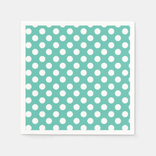 Serviette En Papier Fête d'anniversaire points teal turquoise et blanc