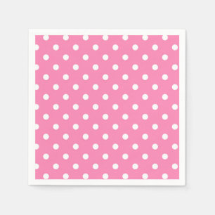 Serviette En Papier Fête d'anniversaire pois rose et blanc