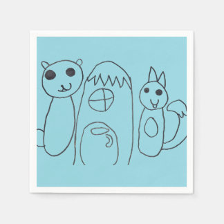 Serviette En Papier Fête d'anniversaire pour enfants avec des animaux