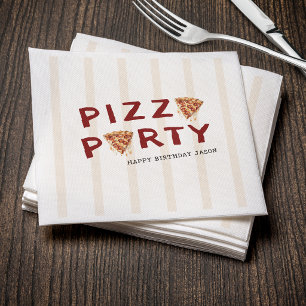 Serviette En Papier Fête d'anniversaire pour enfants rayée Pizza Party