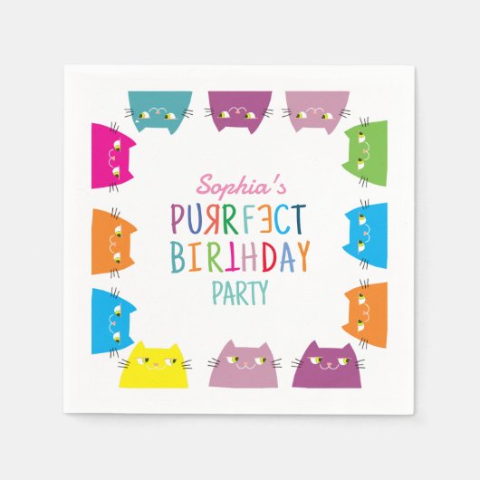 Serviette En Papier Fête d'anniversaire Purrfect (Devant)