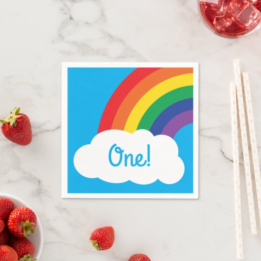 Serviette En Papier Fête d'anniversaire Rainbow (En situation)