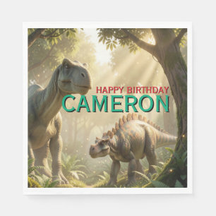 Serviette En Papier Fête d'anniversaire réaliste de dinosaures