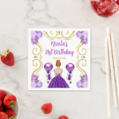 Serviette En Papier Fête d'anniversaire Red Hair Princesse en violet (En situation)