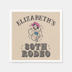 Serviette En Papier Fête d'anniversaire rétro vintage cowgirl 30 ans