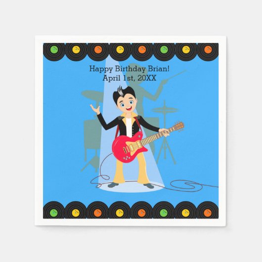 Serviette En Papier Fête d'anniversaire Rock Star Boy (Devant)