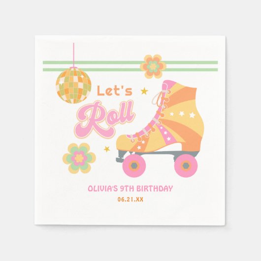 Serviette En Papier Fête d'anniversaire Roll Girl Roller Skating (Devant)
