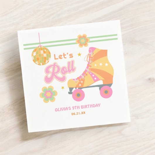 Serviette En Papier Fête d'anniversaire Roll Girl Roller Skating