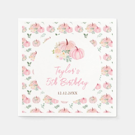 Serviette En Papier Fête d'anniversaire rose Citrouille (Devant)