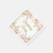 Serviette En Papier Fête d'anniversaire rose pâle (Coin)