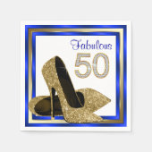 Serviette En Papier Fête d'anniversaire Royal Blue and Gold (Devant)