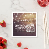 Serviette En Papier Fête d'anniversaire Rustic Wood Mason Jar String l (En situation)