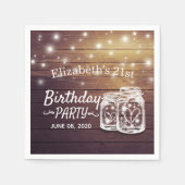 Serviette En Papier Fête d'anniversaire Rustic Wood Mason Jar String l (Devant)