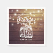 Serviette En Papier Fête d'anniversaire Rustic Wood Mason Jar String l (Devant)