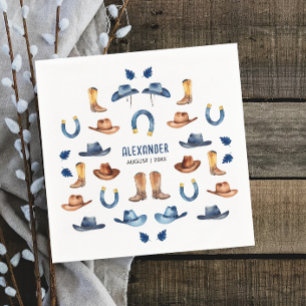 Serviette En Papier Fête d'anniversaire rustique bleu chance cheval co