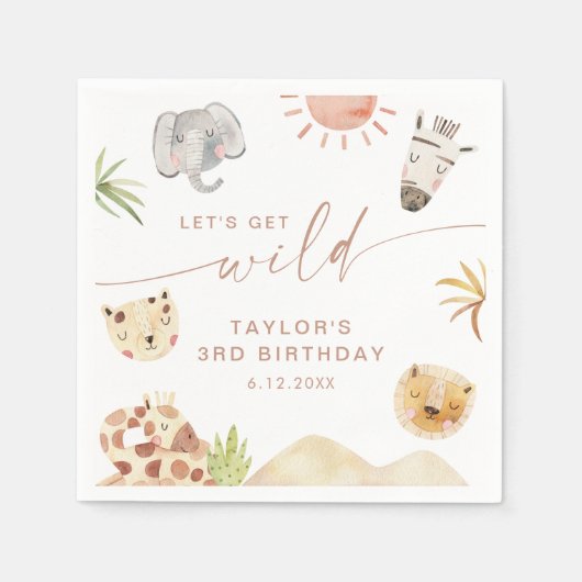 Serviette En Papier Fête d'anniversaire SAFARI (Devant)