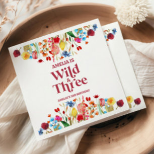Serviette En Papier Fête d'anniversaire sauvage et troisième 3ème de W