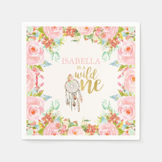 Serviette En Papier Fête d'anniversaire sauvage Napkin Boho Dreamcatch (Devant)