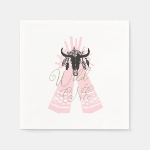Serviette En Papier Fête d'anniversaire sauvage Pink & Black Boho Chic
