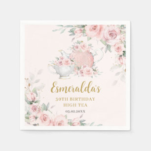 Serviette En Papier Fête d'anniversaire shabby chic thé à la menthe fl