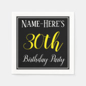 Serviette En Papier Fête d'anniversaire simple, 30ème avec nom personn (Devant)