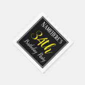 Serviette En Papier Fête d'anniversaire simple, 34e avec nom personnal (Coin)