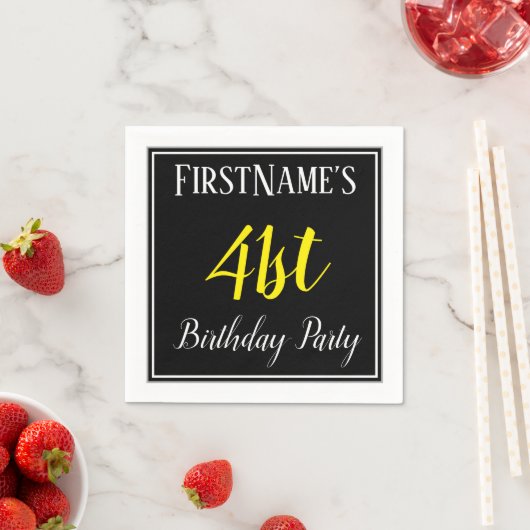 Serviette En Papier Fête d'anniversaire simple, 41ème avec nom personn (En situation)