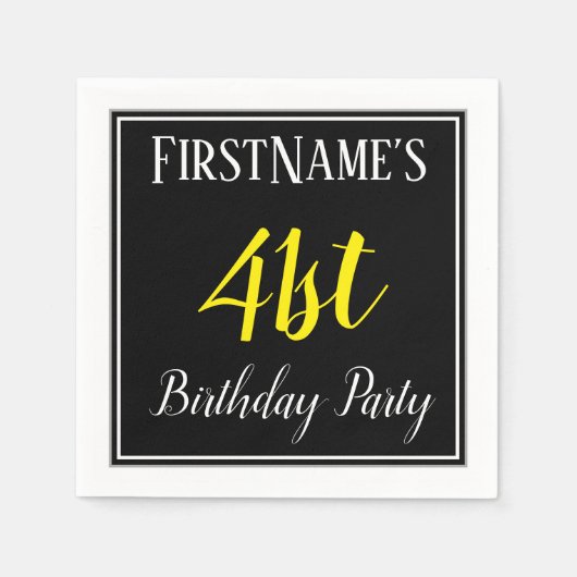 Serviette En Papier Fête d'anniversaire simple, 41ème avec nom personn (Devant)