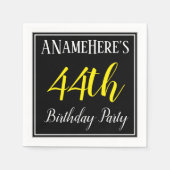 Serviette En Papier Fête d'anniversaire simple, 44e avec nom personnal (Devant)