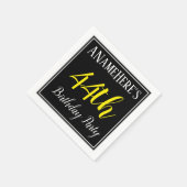 Serviette En Papier Fête d'anniversaire simple, 44e avec nom personnal (Coin)