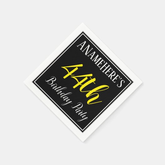 Serviette En Papier Fête d'anniversaire simple, 44e avec nom personnal (Coin)