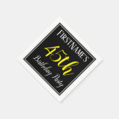 Serviette En Papier Fête d'anniversaire simple, 45e avec nom personnal (Coin)