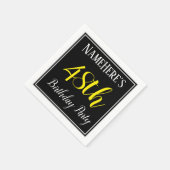 Serviette En Papier Fête d'anniversaire simple, 48ème avec nom personn (Coin)