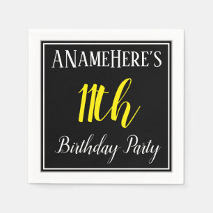 Serviette En Papier Fête d'anniversaire simple et 11ème avec le nom