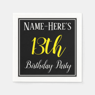 Serviette En Papier Fête d'anniversaire simple et 13ème avec le nom