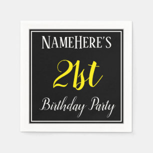 Serviette En Papier Fête d'anniversaire simple et 21ème avec le nom