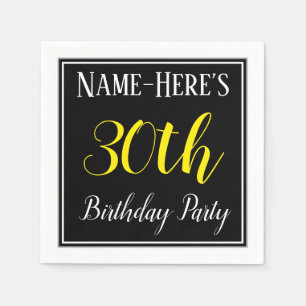 Serviette En Papier Fête d'anniversaire simple et 30ème avec le nom