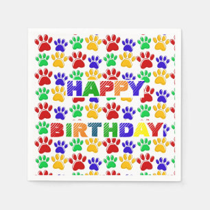 Serviette En Papier Fête d'anniversaire simple Paw Pet coloré moderne